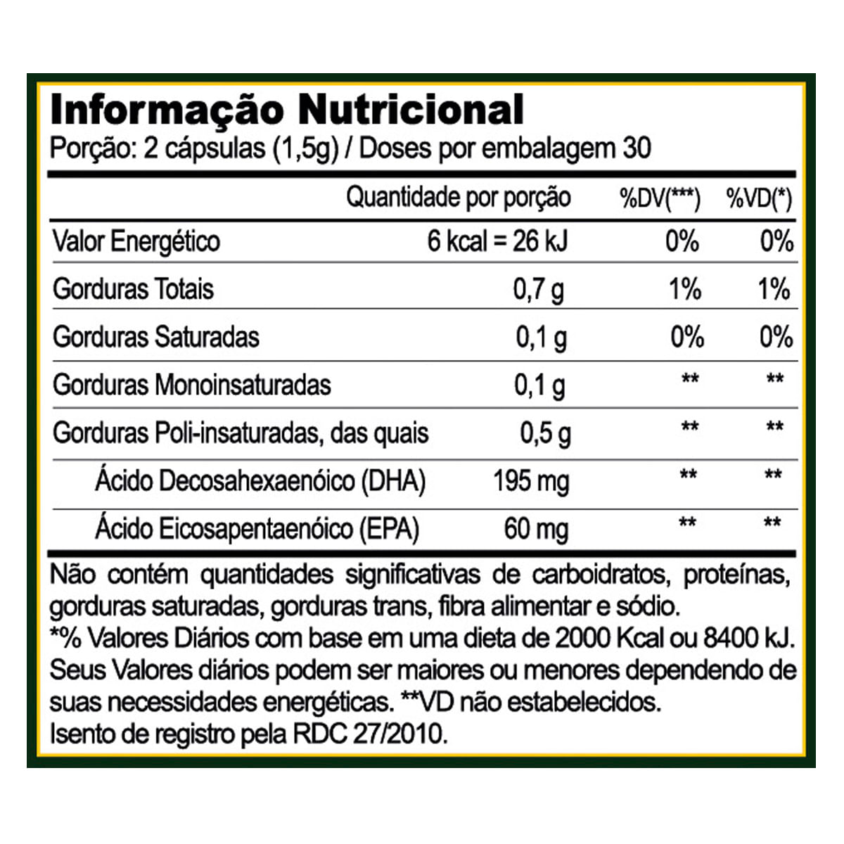 Tabela Nutricional