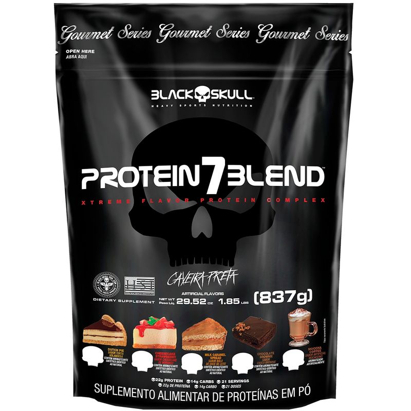 WHEY-PROTEIN---REFIL-PROTEIN-7-BLEND-GOURMET-837G-SABOR-CHOCOBROWNIE---BLEND-PROTEINAS---BLACKSKULL