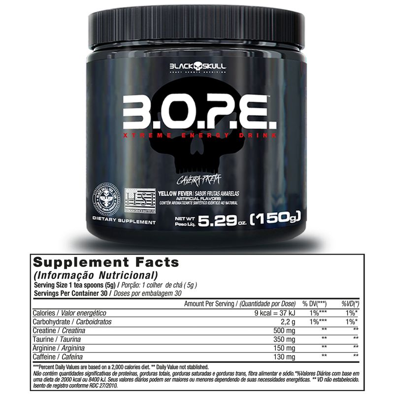 PRE-TREINO---KIT-PRE-TREINO-B.O.P.E.-C--3-UNIDADES-150G---SABOR-FRUTAS-AMARELAS-SABOR-LIMAO-E-SABOR-FRUTAS-VERMELHAS---PROMOCAO---BLACKSKULL---TABELA-NUTRICIONAL