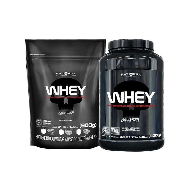 WHEY-PROTEIN---KIT-WHEY-2X---WHEY-POTE-900G-SABOR-BAUNILHA---REFIL-WHEY-900G-SABOR-BAUNILHA---PROMOCAO---BLACKSKULL