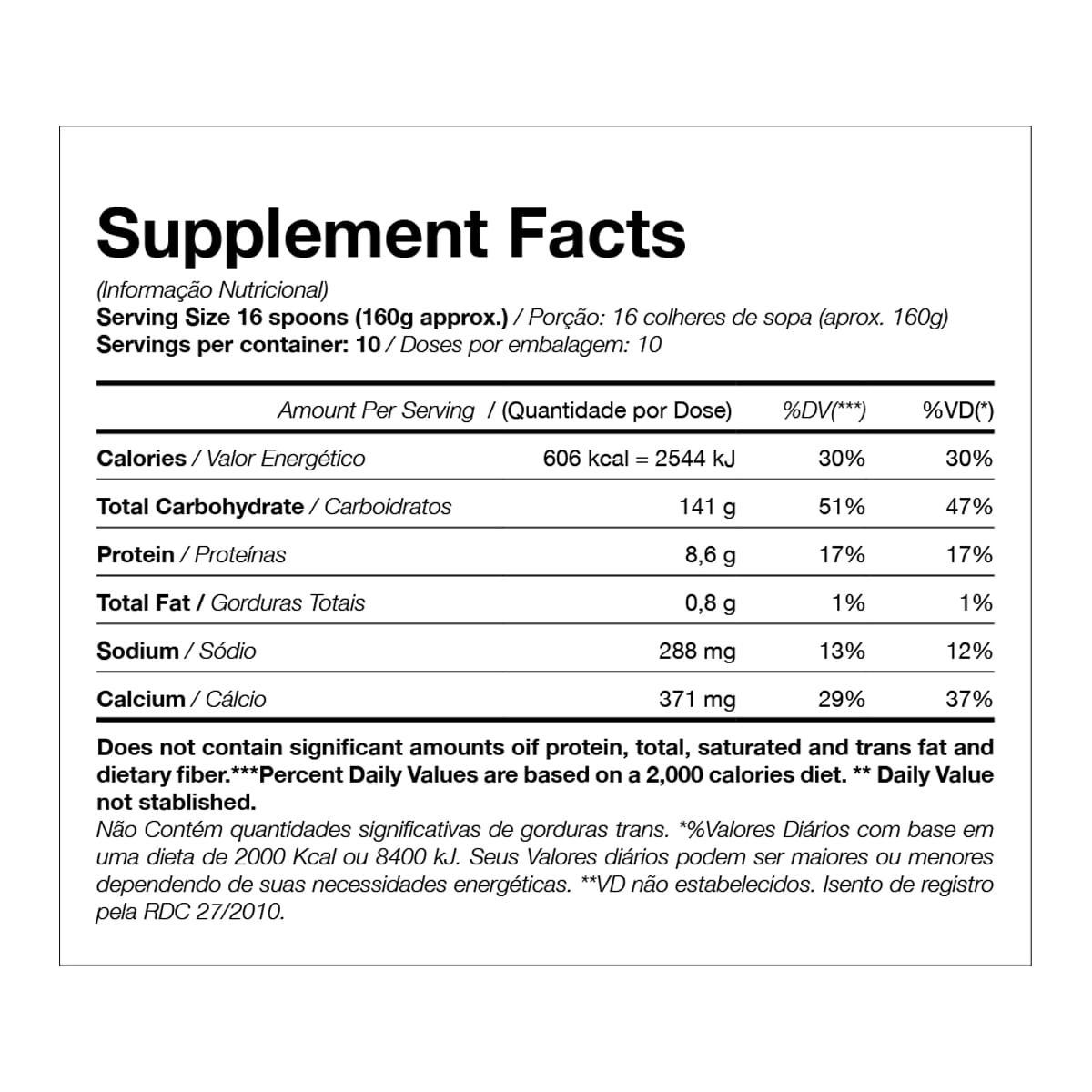 Tabela Nutricional