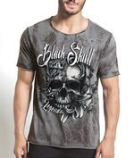 CAMISETA 100% ALGODÃO - TAMANHO P - METAL MESCLA - BLACKSKULL