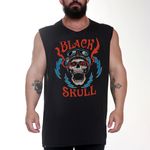 REGATA 100% ALGODÃO - TAMANHO P - MOTOR OIL - BLACKSKULL