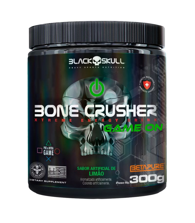 PRE-TREINO---PRE-TREINO-BONE-CRUSHER-GAME-ON-SABOR-LIMAO-300G---BLACKSKULL