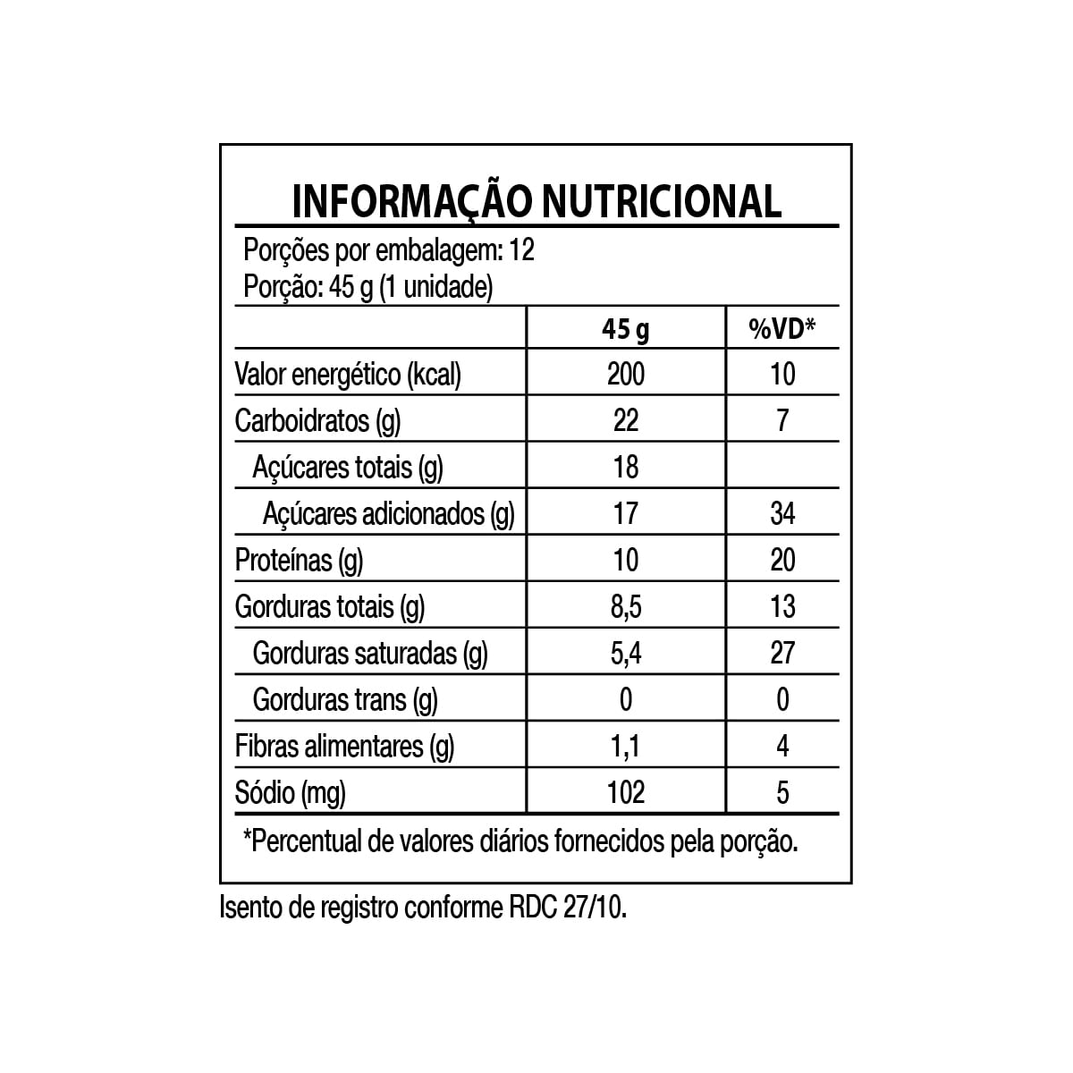 Tabela Nutricional