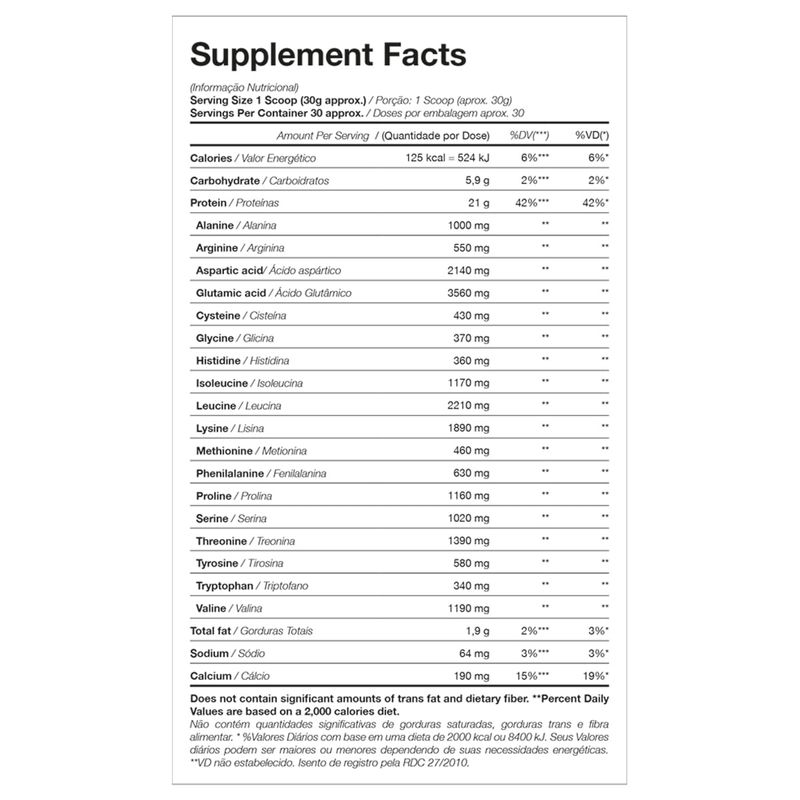 KIT WHEY PROTEIN + 2X CREATINAS - REFIL WHEY 100% HD 900G SABOR CHOCOLATE + 2X CREATINA CREATINE TURBO 300G - PROMOÇÃO - BLACKSKULL - TABELA NUTRICIONAL