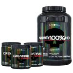 WHEY PROTEIN 100% HD 900G SABOR BAUNILHA + 3X CREATINA CREATINE TURBO 300G - PROMOÇÃO - BLACKSKULL