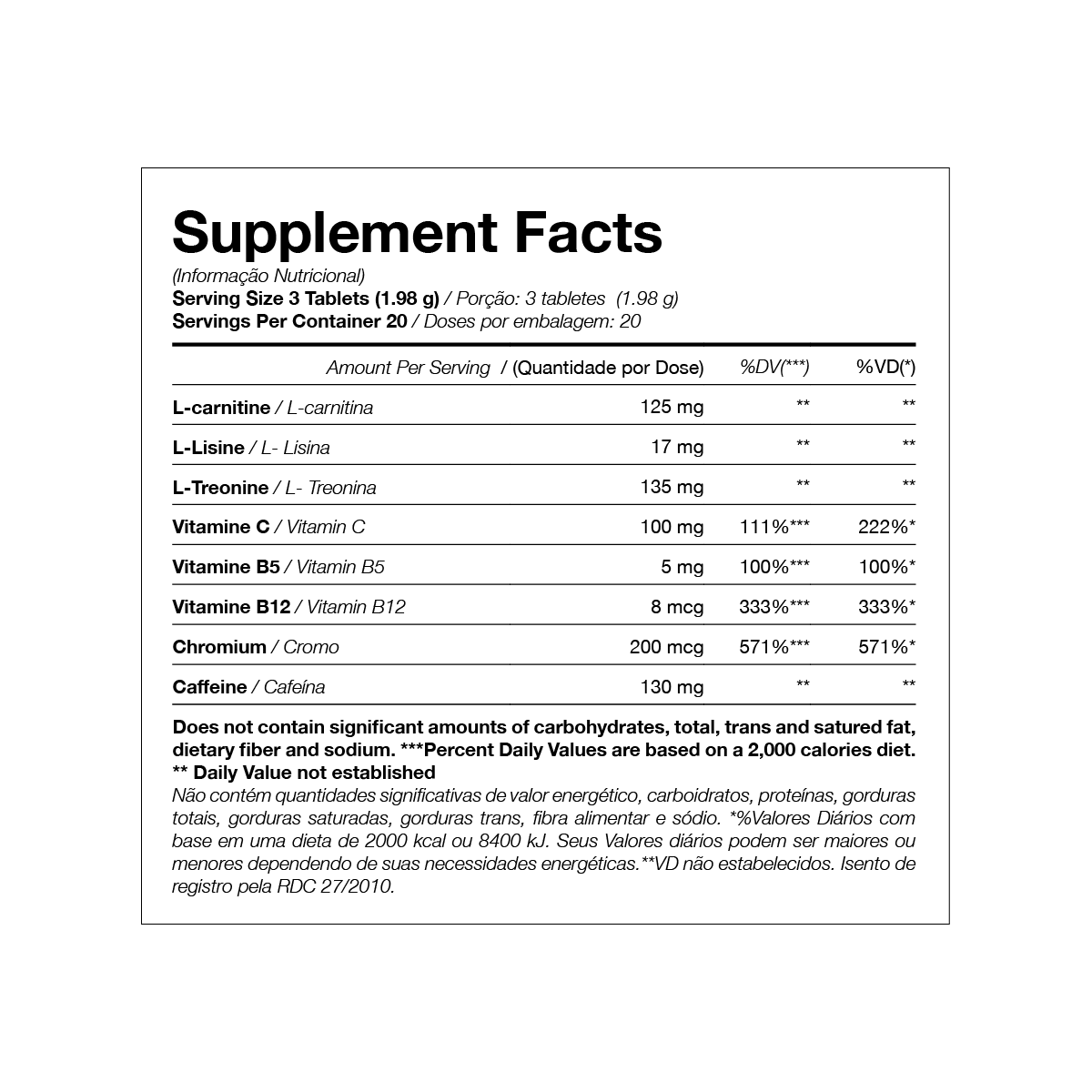 Tabela Nutricional
