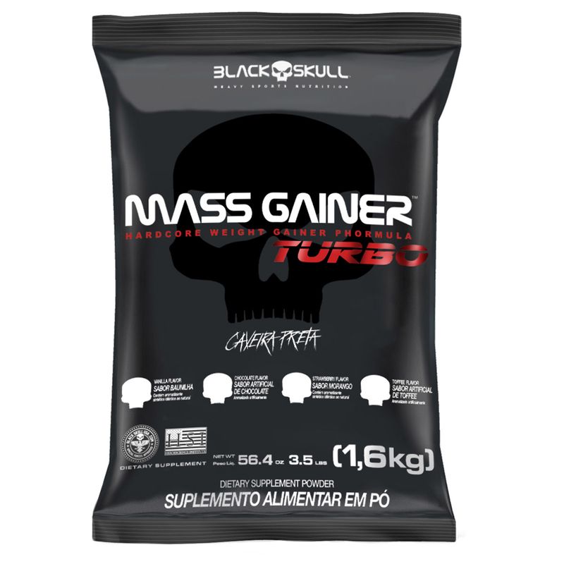 HIPERCALÓRICO - REFIL MASS GAINER TURBO 1,6KG SABOR BAUNILHA - BLACKSKULL