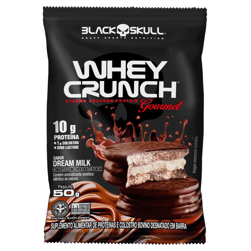 ALFAJOR PROTEICO - WHEY CRUNCH GOURMET 50G SABOR DREAM MILK - BLACKSKULL