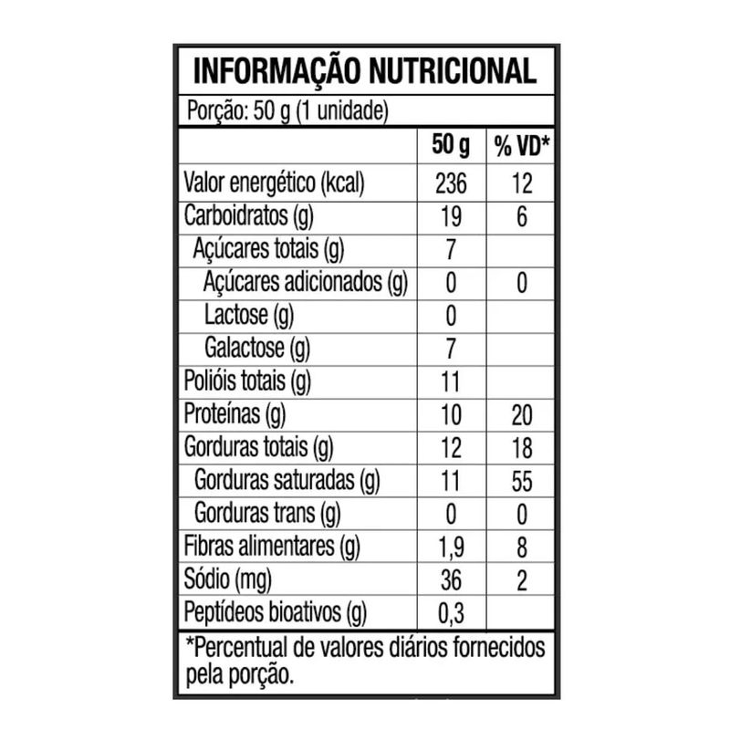 ALFAJOR PROTEICO - WHEY CRUNCH GOURMET 50G SABOR DREAM MILK - BLACKSKULL - TABELA NUTRICIONAL