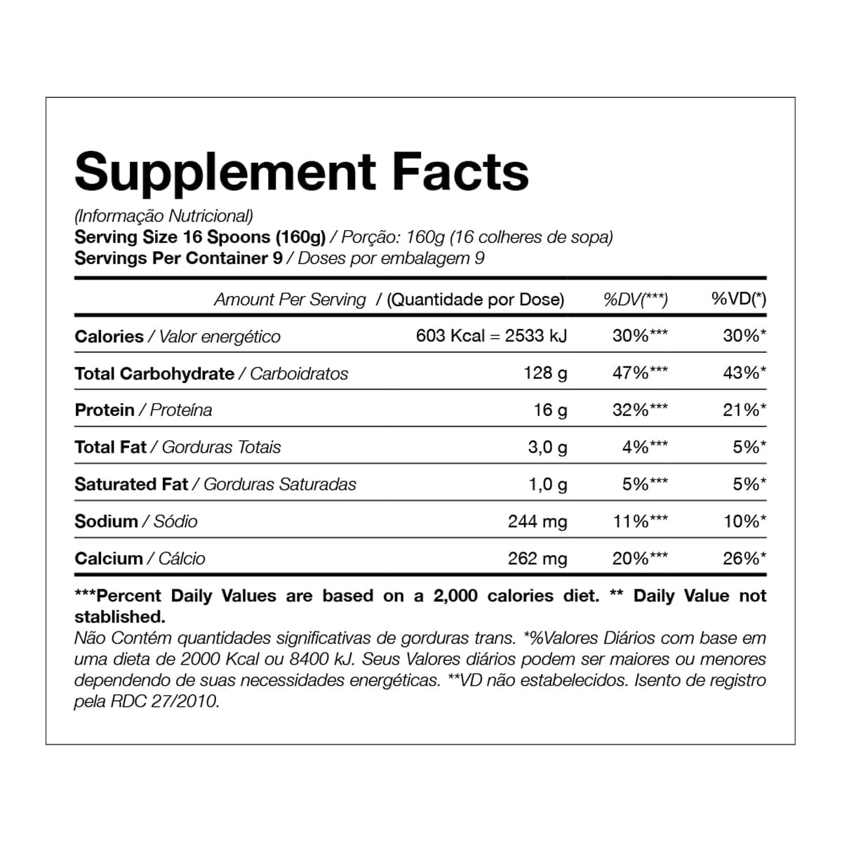Tabela Nutricional
