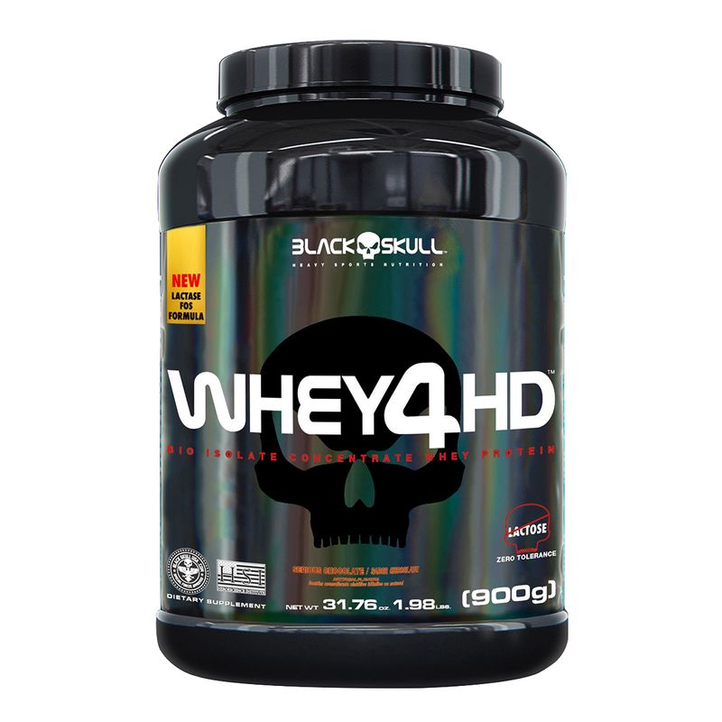 WHEY PROTEIN - WHEY 4HD (COM LACTASE) 900G SABOR CHOCOLATE BLACKSKULL