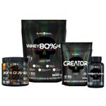 IMAGEM Kit Whey 80% HD Morango + Creator 500g + Thermo Flame 60 tabs + Pré-treino Bone Crusher Fruit Punch 150g