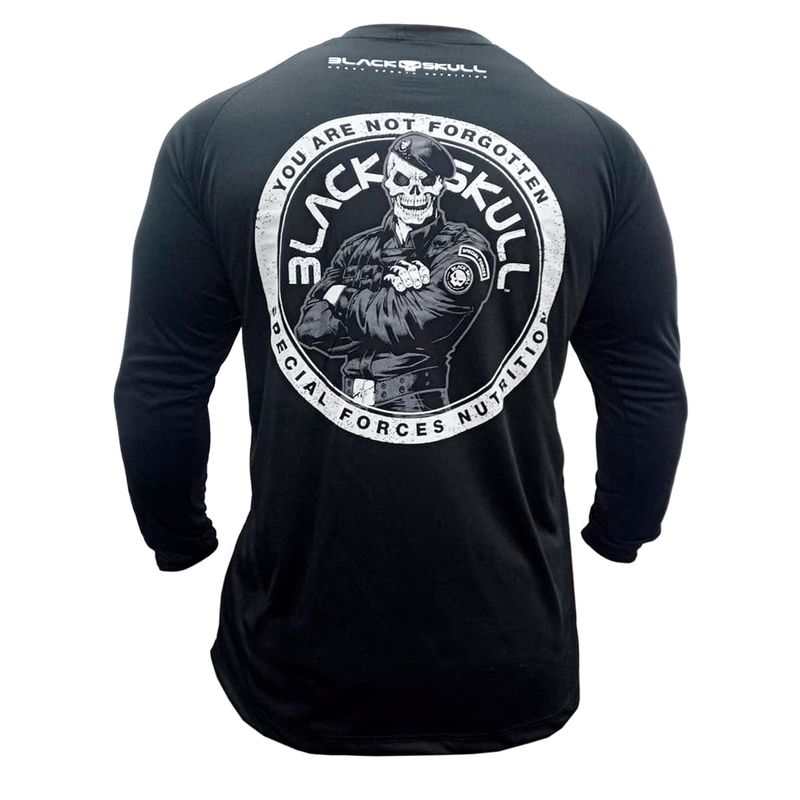 CAMISETA DRY FIT SOLDADO BOPE MANGA LONGA - TAMANHO P - COR PRETA - BLACKSKULL