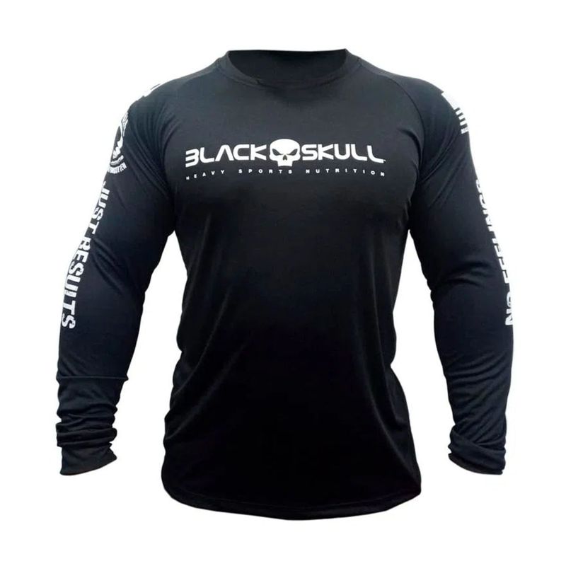 CAMISETA DRY FIT BLACK SKULL MANGA LONGA - TAMANHO G - COR PRETA - BLACKSKULL