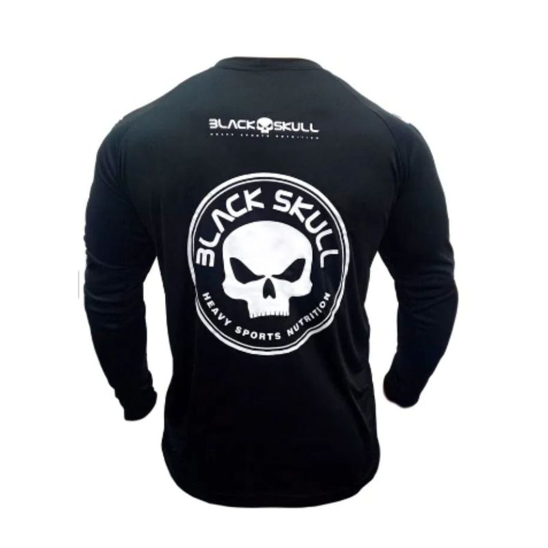 CAMISETA DRY FIT BLACK SKULL MANGA LONGA - TAMANHO G - COR PRETA - BLACKSKULL