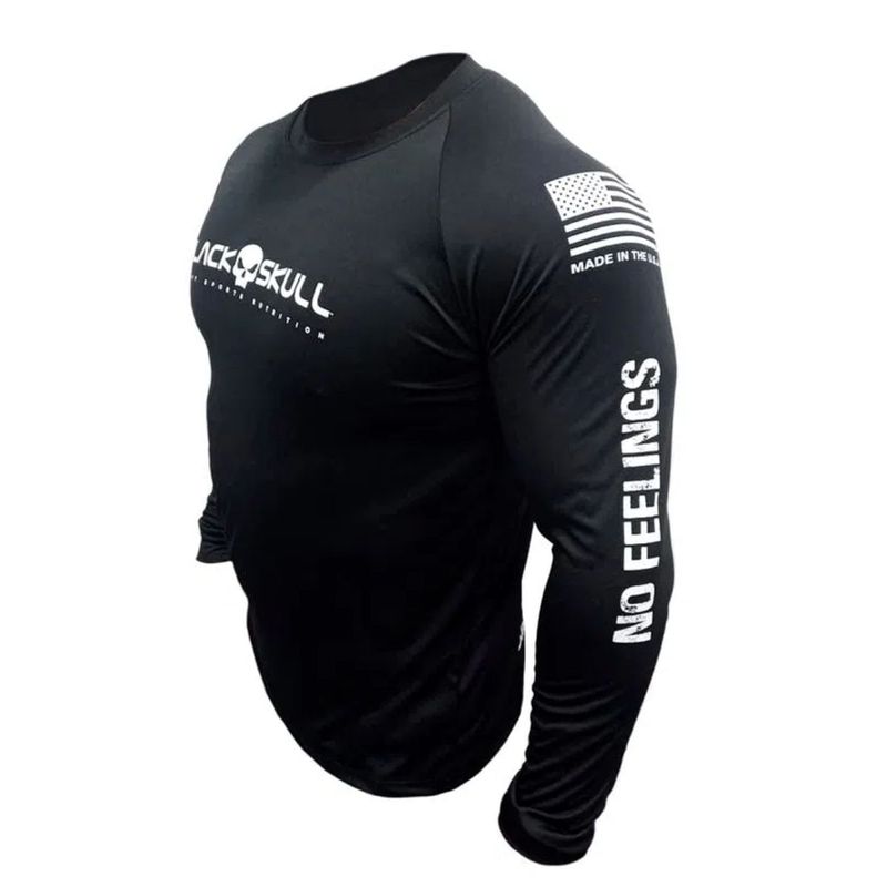 CAMISETA DRY FIT BLACK SKULL MANGA LONGA - TAMANHO G - COR PRETA - BLACKSKULL