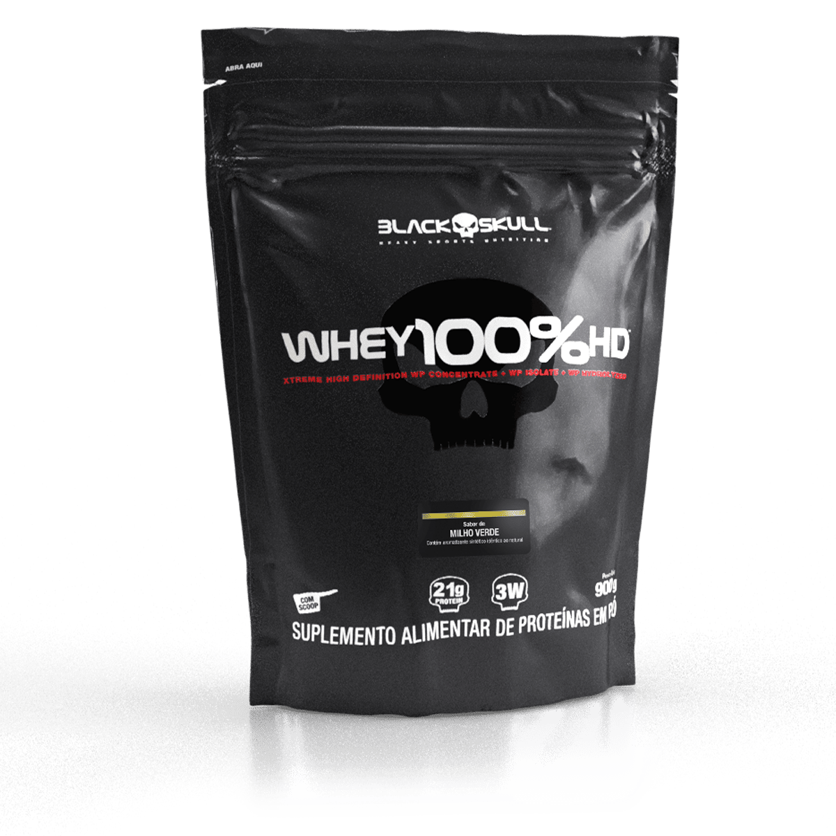 Embalagem do Whey 100% HD (WPC, WPI E WPH) - Refil 900g - Black Skull
