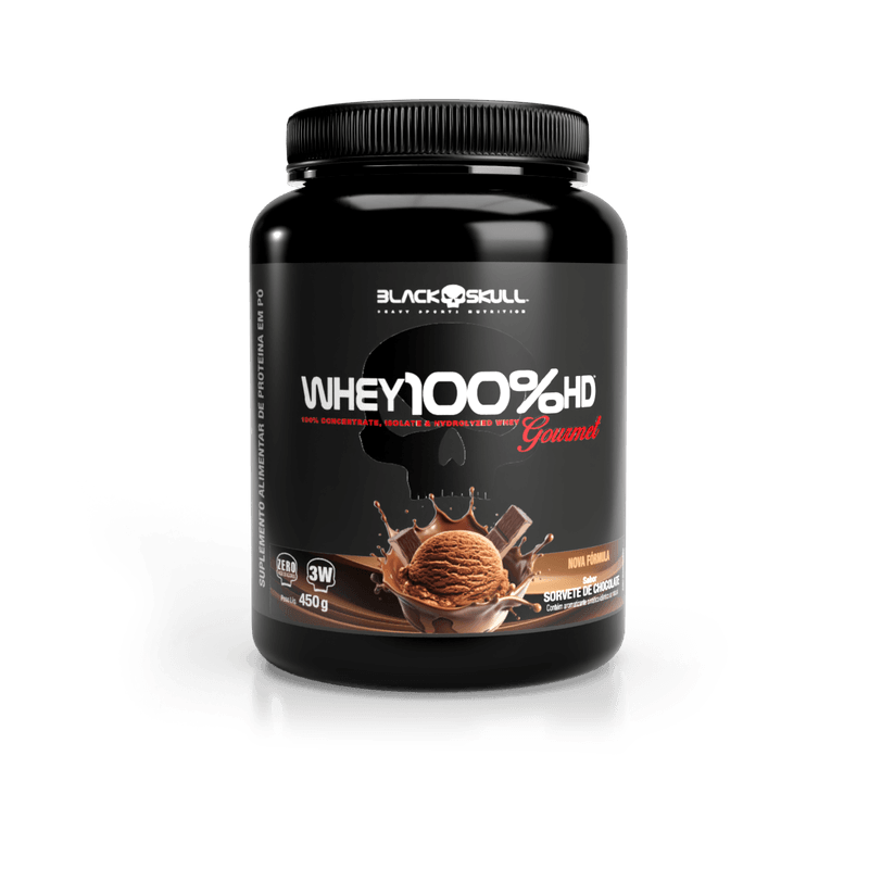 Whey 100% Hd Gourmet Pote 450g Sorvete de Chocolate Black Skull USA