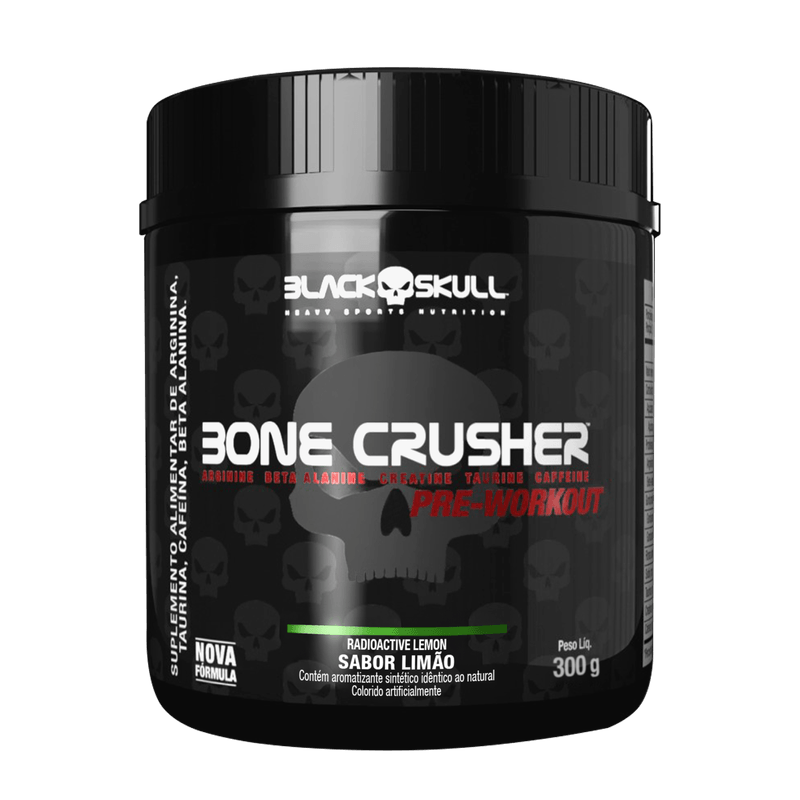 Pré-Treino Bone Crusher (Nova Fórmula) Limão 300g Black Skull USA