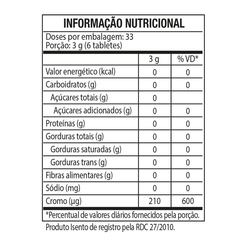 TABELA NUTRICIONAL PICOLINATO DE CROMO CHROMIUM PICOLINATE