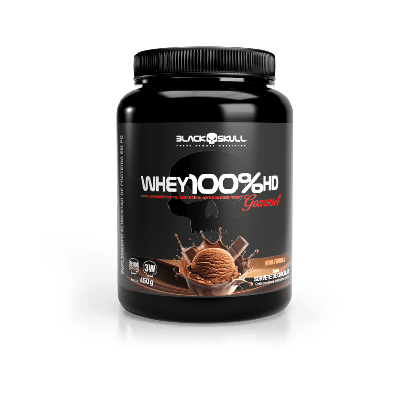 Whey 100% Hd Gourmet Pote 450g Sorvete de Chocolate Black Skull USA