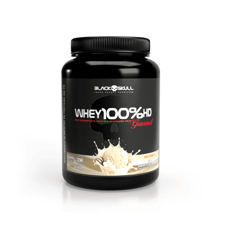 Whey 100% Hd Gourmet Pote 450g Sorvete de Baunilha Black Skull USA